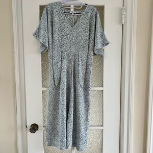 Elegant Spring Blue Floral Dress